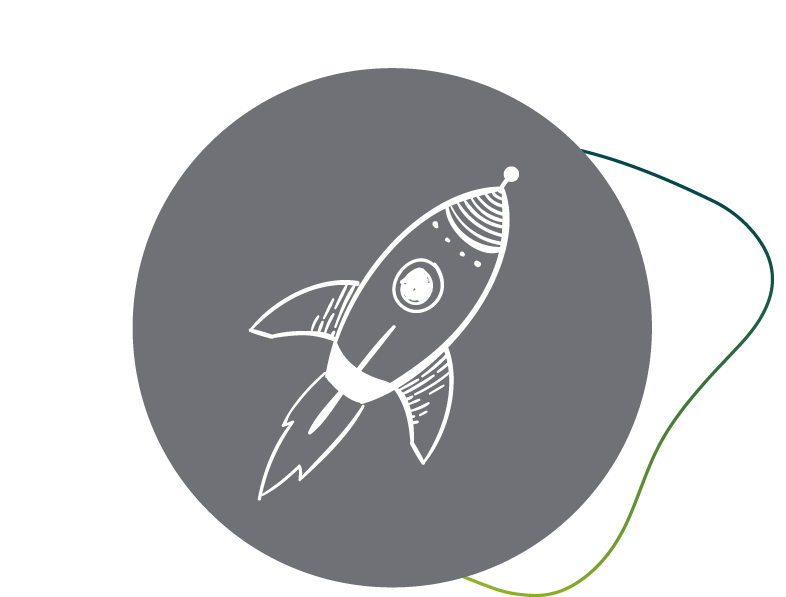 Icon Rakete vor grauem Hintergrund