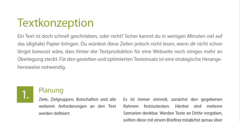 Ausschnitt Textkonzeption
