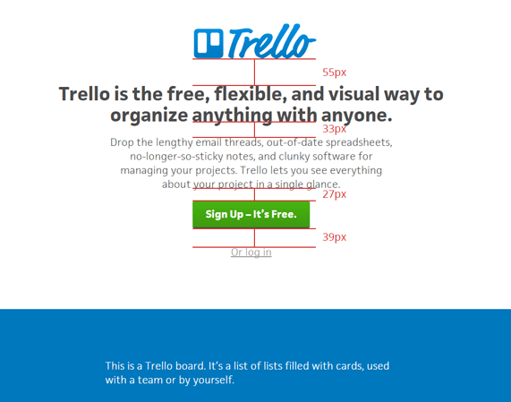 Verschiedene Abstände im Trello Conversion Design