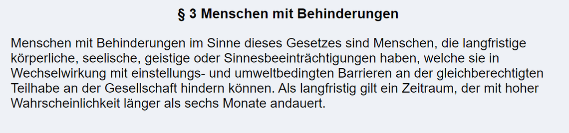 Paragraph 3 des BGG für Menschen mit Behinderungen
