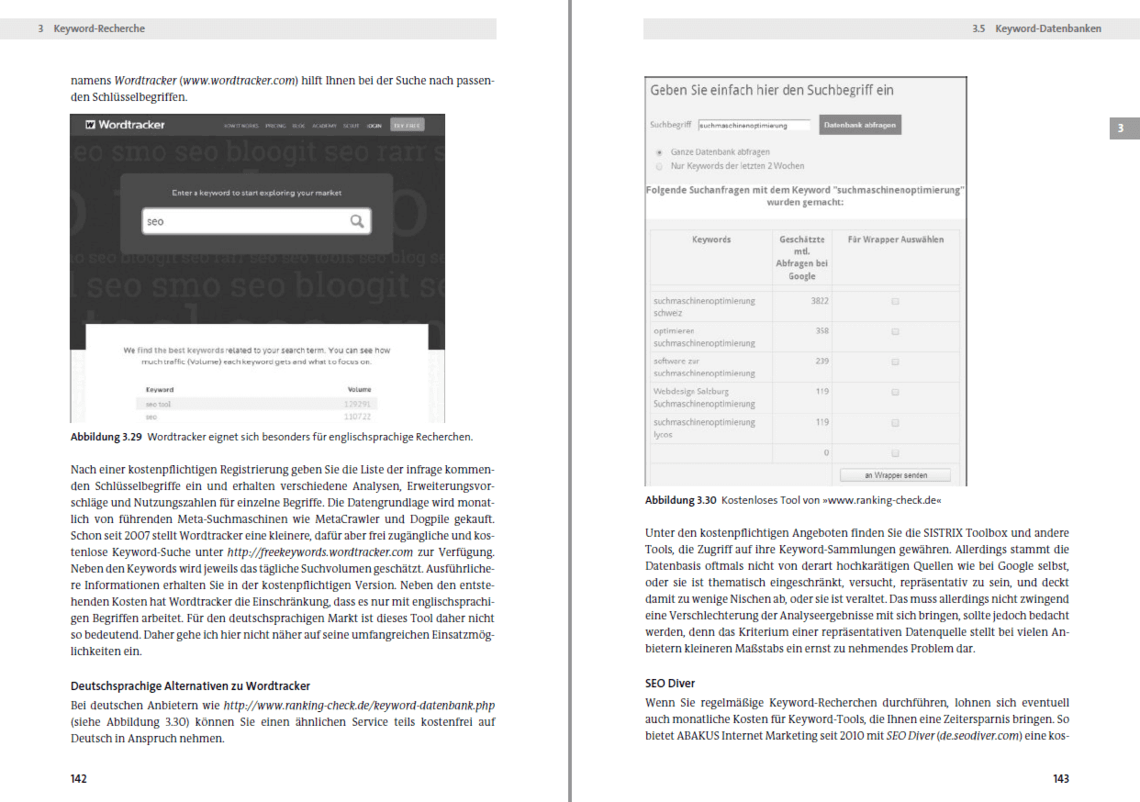 Screenshot aus dem SEO-Buch: Keyword-Recherche und Rankings