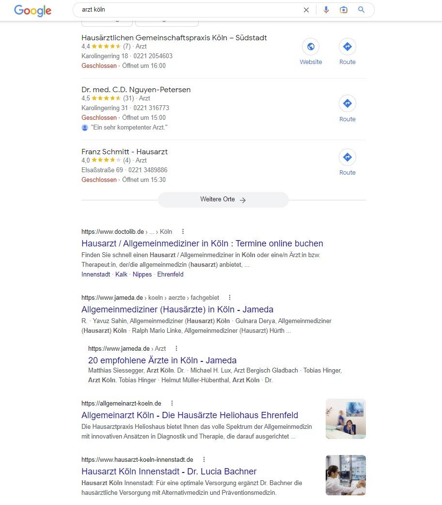 Suchergebnisse für die Suchanfrage "arzt köln"
