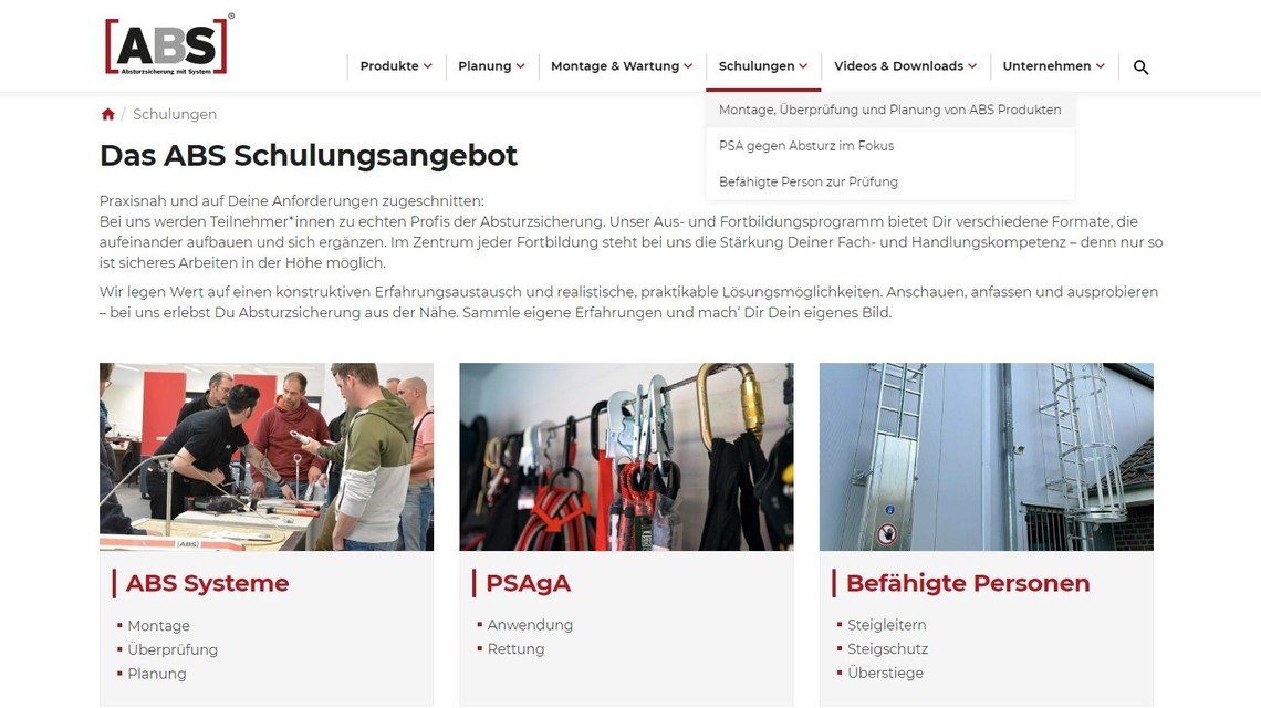 Schulungsangebot von ABS Safety