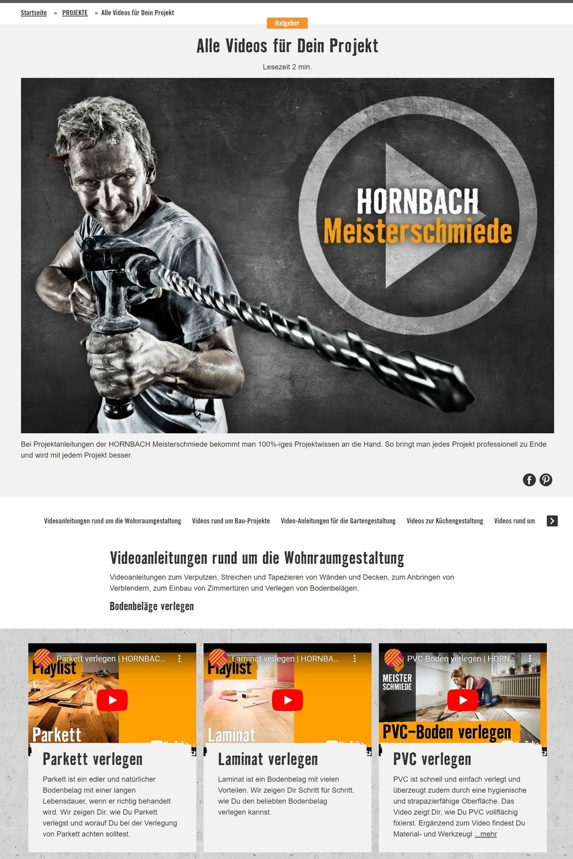 Content Marketing von Hornbach auf YouTube