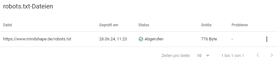 robots.txt-Tool der GSC 