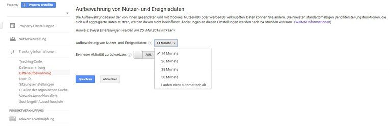 DSGVO-konforme Einstellungen der Datenaufbewahrung bei Google Analytics