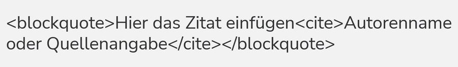 Zitate im Quellcode auszeichnen