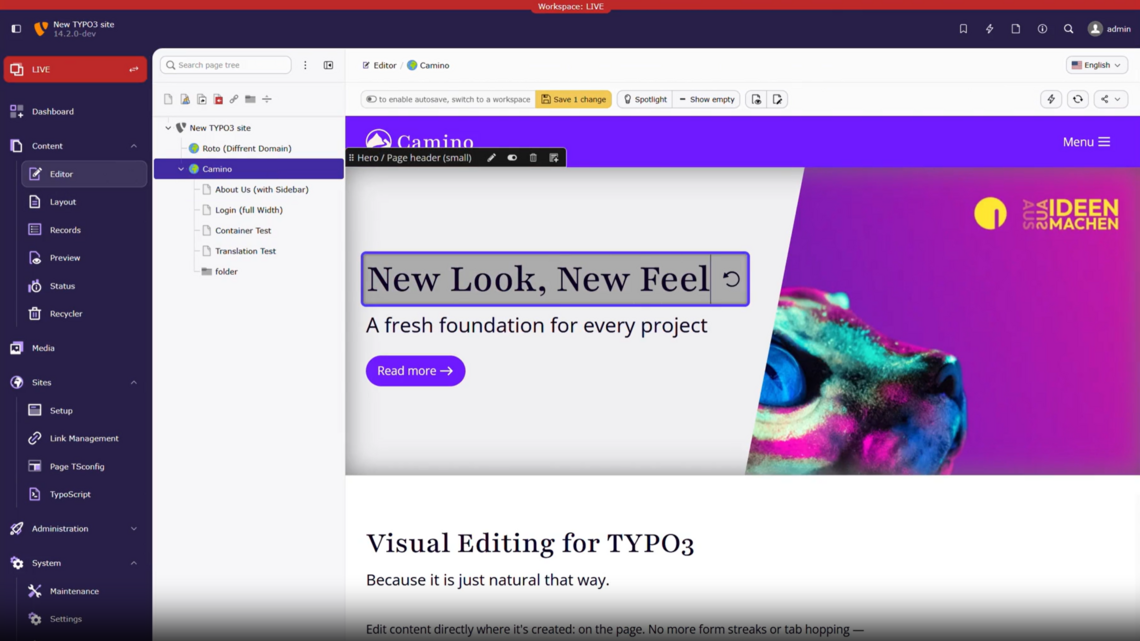 Der neue Visual Editor in TYPO3 v14