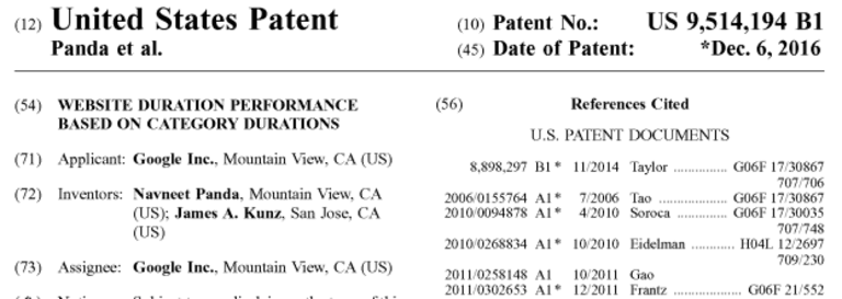 Ausschnitt aus dem Google Patent zur Bewertung von Nutzersignalen.