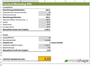 Excel-Vorlage: Marketingziele ROI berechnen