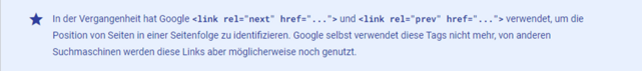 Statement zur veralteten Methode der Paginierung