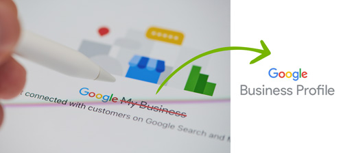 Bezeichnung Google My Business wird durchgestrichen