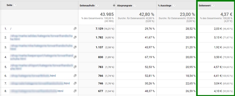 Screenshot von Website-Statistiken via Google Analytics