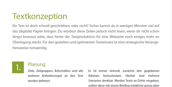 Auszug au dem E-Book zum Thema Textkonzeption