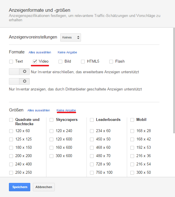 &quot;Keine Ansicht&quot;: Schritt 6 bei YouTube Keyword-Analyse