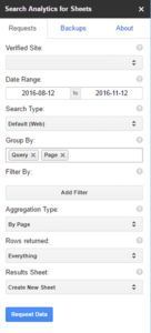 Searchanalytics for sheets