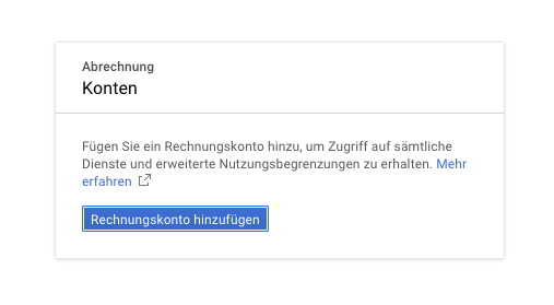 Screenshot: Rechnungskonto hinzufügen